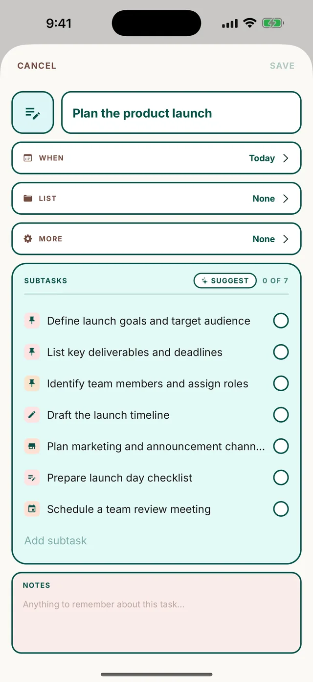 A big task split into small steps