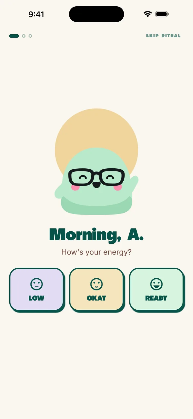 The morning check-in asking how your energy is
